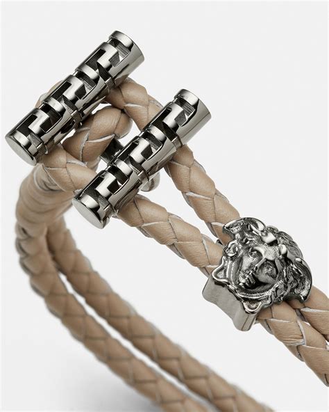 versace leather wrap bracelet|versace medusa braided leather bracelet.